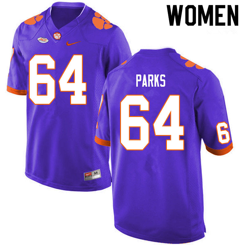 Women #64 Walker Parks Clemson Tigers College Football Jerseys Sale-Purple